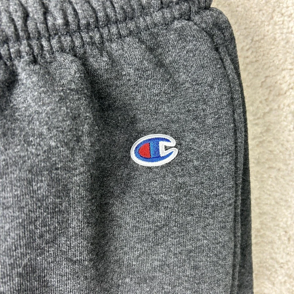 Champion Pants Mens Large Gray Fleece Sweatpants Joggers Drawstring Pockets‎